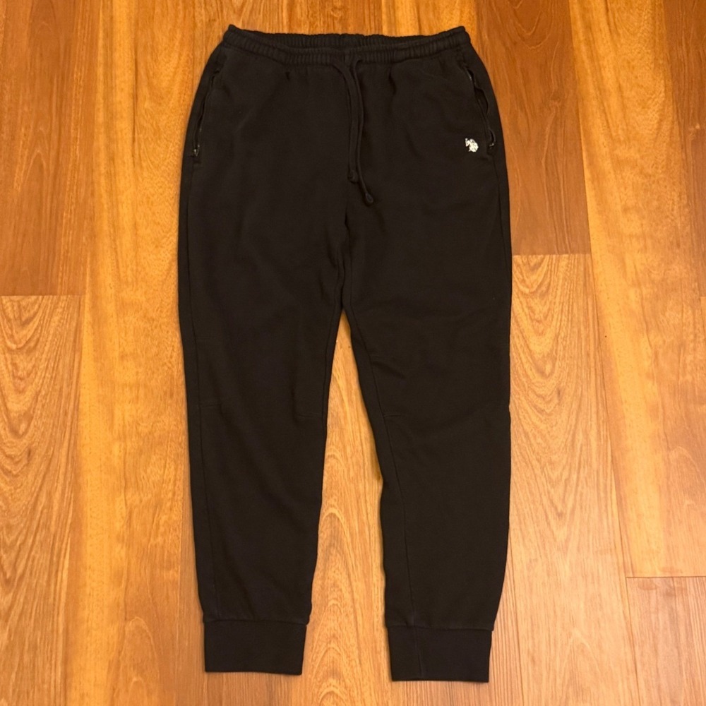U.S. Polo Assn. Men's Black Fleece Cuffed Sweatpants Men's Size Medium